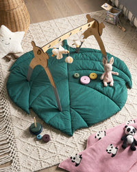 Tappeto per bambini a forma di foglia trapuntato in cotone verde 110 x 110 cm Accessorio per la cameretta