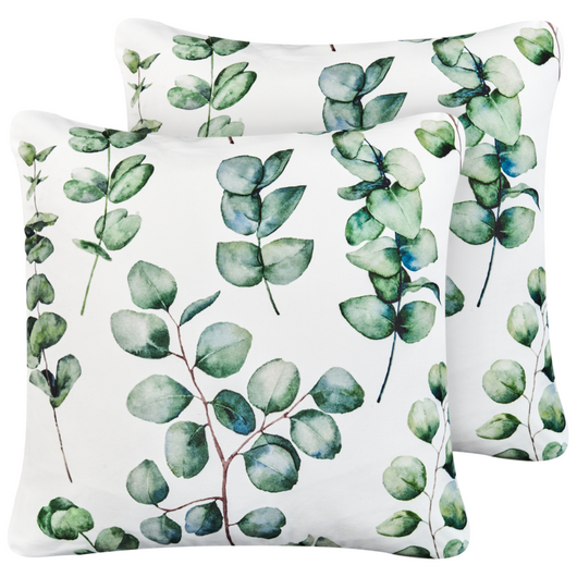Set di 2 cuscini da esterno in poliestere verde 45 x 45 cm con motivo a foglie Accessorio da giardino