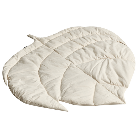 Tappeto per bambini in cotone bianco sporco a forma di foglia trapuntato 110 x 110 cm accessorio per la cameretta dei bambini.