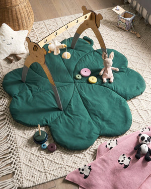 Tappeto per bambini Verde Cotone Coperta a forma di trifoglio Trapuntato 110 x 110 cm Asilo nido Bambini Accessorio per la cameretta