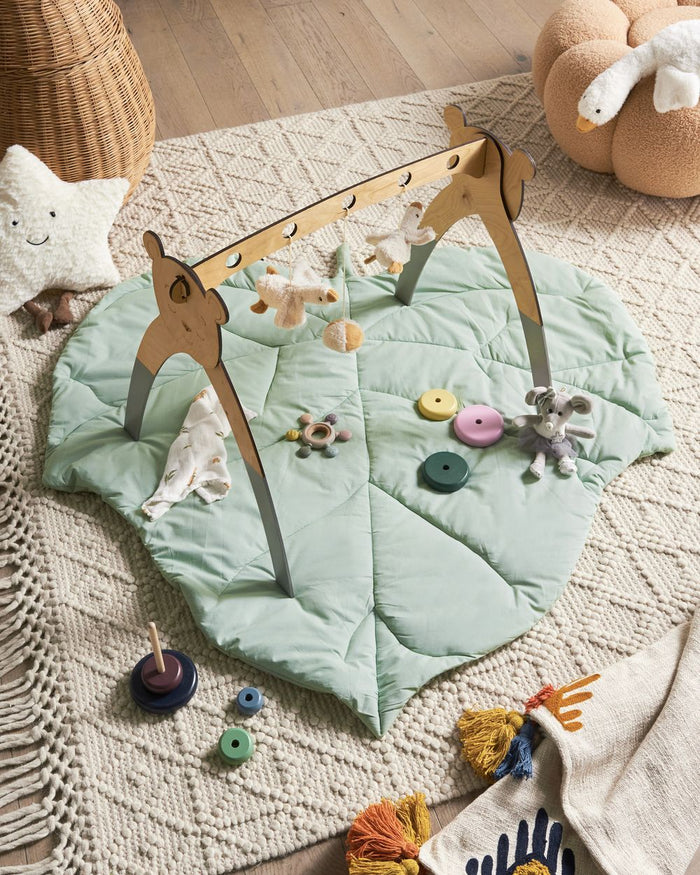 Tappeto per bambini verde chiaro in cotone a forma di foglia trapuntato 110 x 110 cm Accessori per la cameretta dei bambini