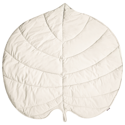 Tappeto per bambini in cotone bianco sporco a forma di foglia trapuntato 110 x 110 cm accessorio per la cameretta dei bambini