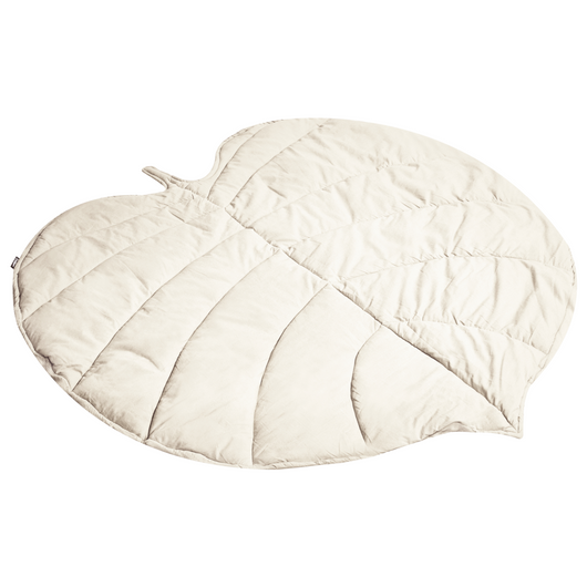 Tappeto per bambini in cotone bianco sporco a forma di foglia trapuntato 110 x 110 cm accessorio per la cameretta dei bambini