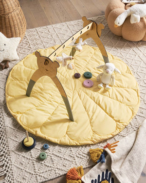 Tappeto per bambini Giallo Cotone Coperta a forma di fiore trapuntata 110 x 110 cm Asilo nido Bambini Accessorio per la cameretta