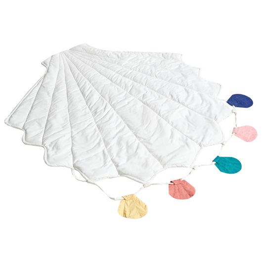 Tappeto da gioco per bambini in cotone bianco a forma di conchiglia trapuntato 110 x 110 cm Accessori per la cameretta dei bambini
