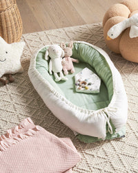 Lettino in cotone per neonati 55 x 90 cm reversibile verde chiaro e bianco stile moderno