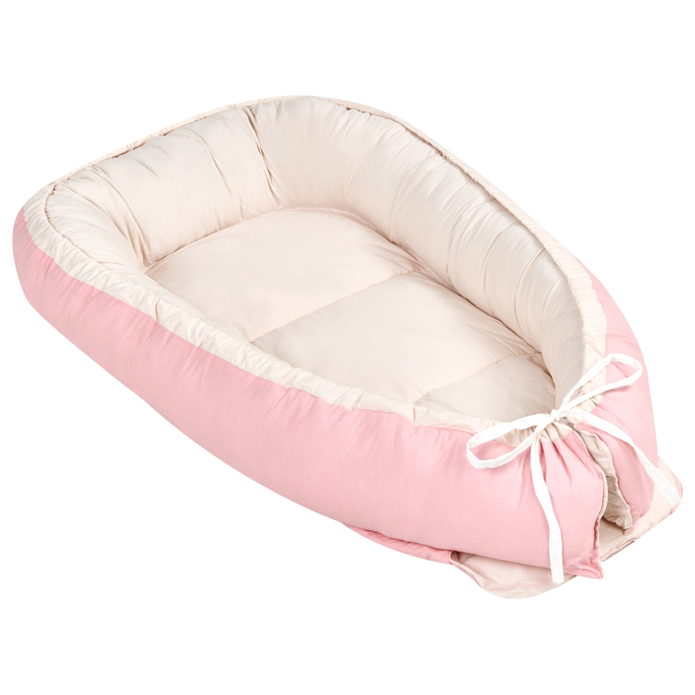 Lettino in cotone per neonati 55 x 90 cm reversibile verde rosa e beige stile moderno