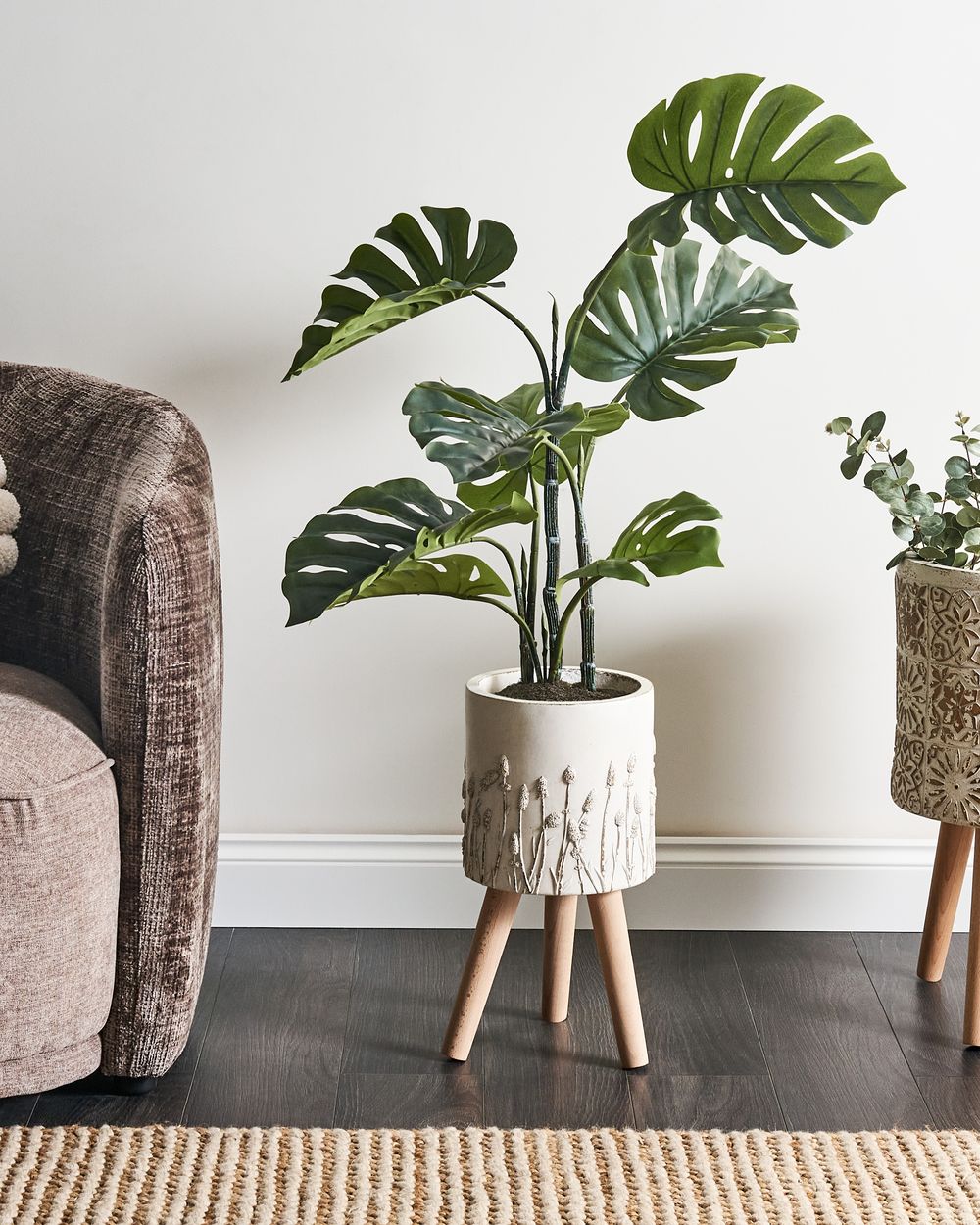 Vaso per piante bianco sporco MgO in stile vintage e anticato per interni e per esterni