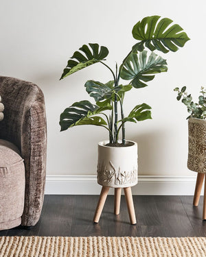 Vaso per piante bianco sporco MgO in stile antico per interni e per esterni