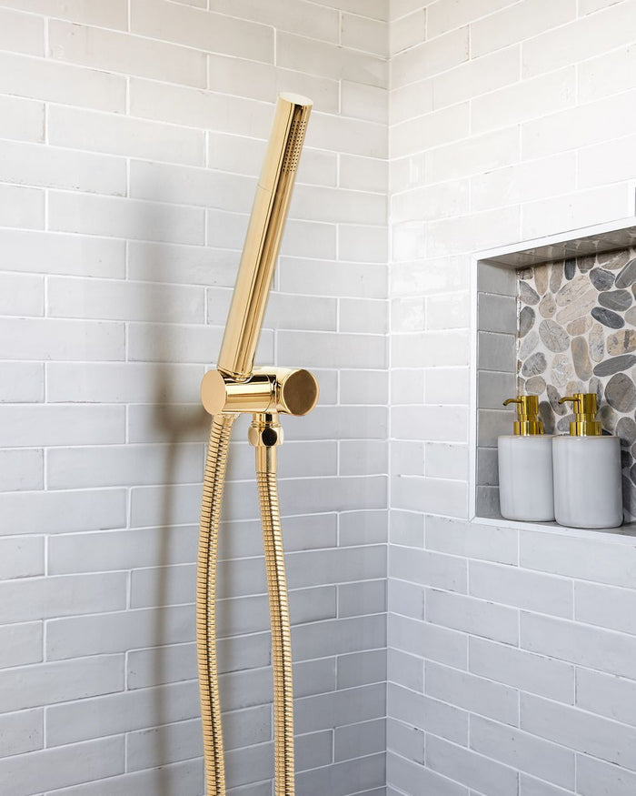 Soffione doccia in metallo oro 1 modalità di spruzzo Moderno minimalista