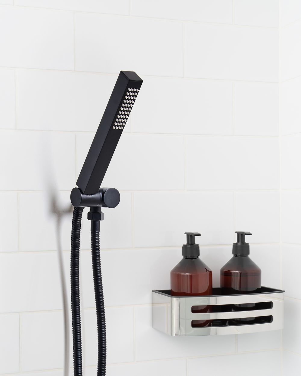 Soffione doccia in metallo nero 1 modalità di spruzzo Moderno