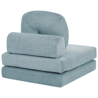 Divano Pouf Letto Tessuto Azzurro Tappezzeria Singola Sedia Letto Pieghevole con Cuscino Design Moderno