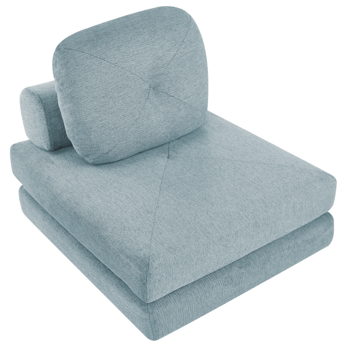 Divano Pouf Letto Tessuto Azzurro Tappezzeria Singola Sedia Letto Pieghevole con Cuscino Design Moderno