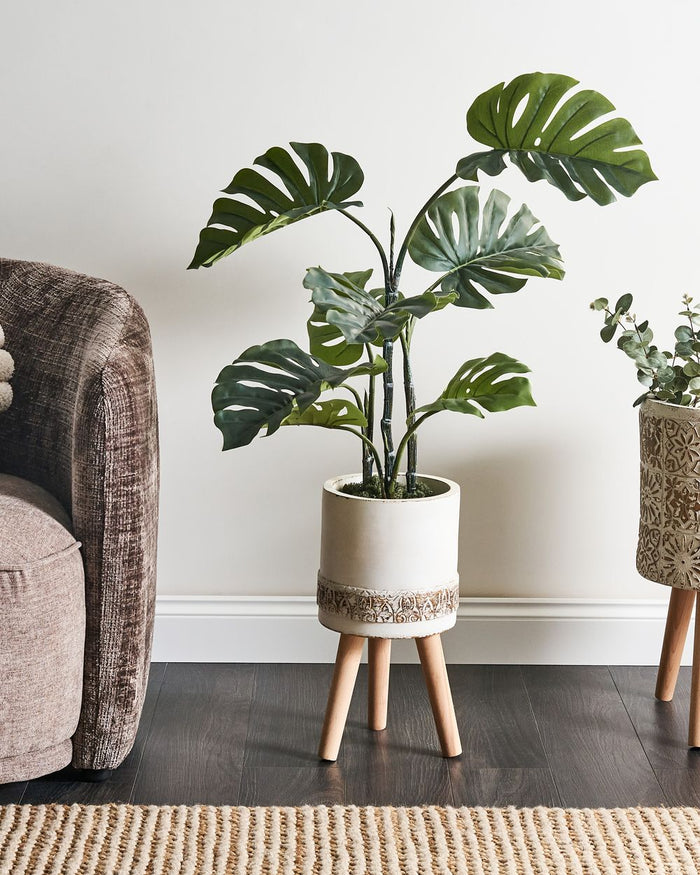 Vaso per piante bianco sporco MgO in stile antico per interni e per esterni