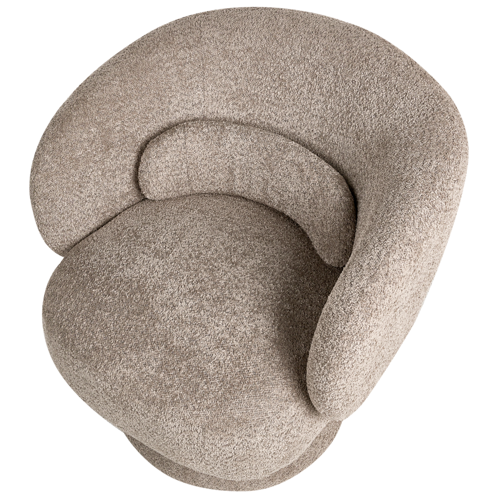 Poltrona girevole Seduta in bouclè beige Gambe in metallo stile retrò