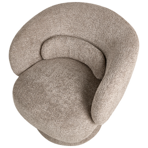 Poltrona girevole Seduta in bouclè beige Gambe in metallo stile retrò