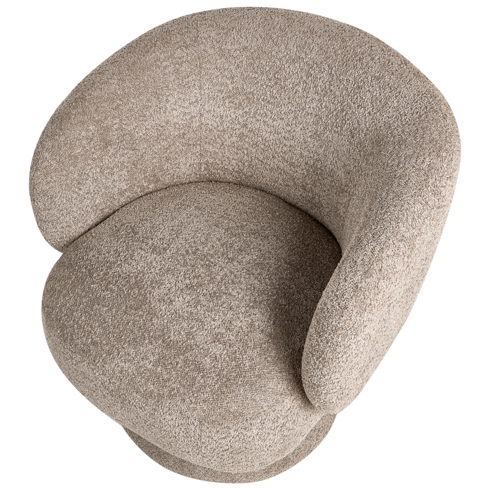 Poltrona girevole Seduta in bouclè beige Gambe in metallo stile retrò