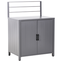 Set di 4 pezzi per cucina all'aperto Grigio Alluminio Armadio di stoccaggio Isola Lavello Stazione di cucina all'aperto