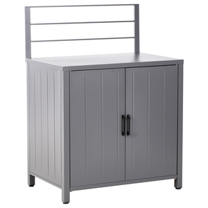 Set di 4 pezzi per cucina all'aperto Grigio Alluminio Armadio di stoccaggio Isola Lavello Stazione di cucina all'aperto