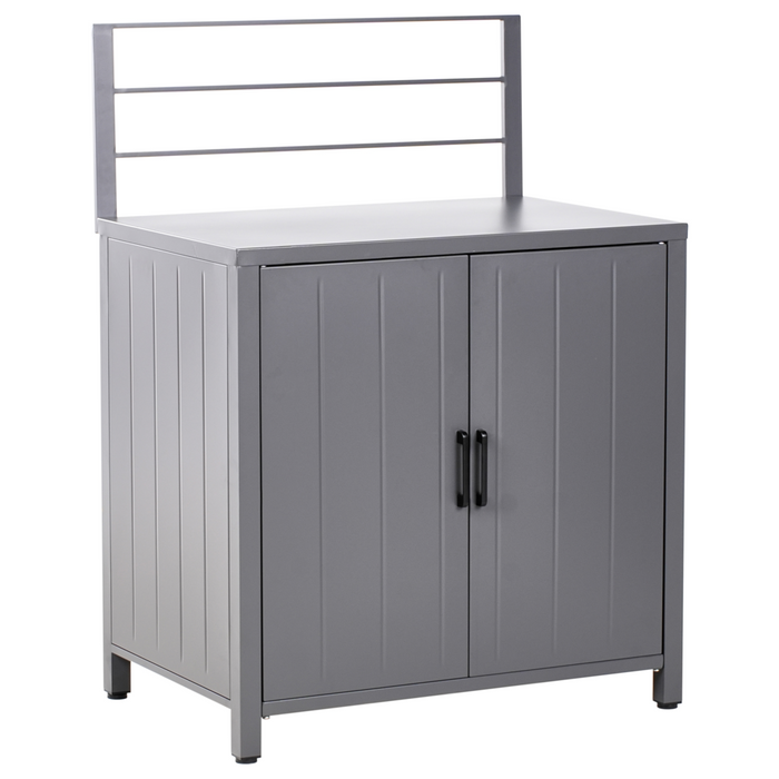 Set di 4 pezzi per cucina all'aperto Grigio Alluminio Armadio di stoccaggio Isola Lavello Stazione di cucina all'aperto