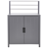 Set di 4 pezzi per cucina all'aperto Grigio Alluminio Armadio di stoccaggio Isola Lavello Stazione di cucina all'aperto