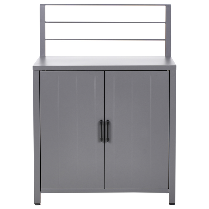 Set di 4 pezzi per cucina all'aperto Grigio Alluminio Armadio di stoccaggio Isola Lavello Stazione di cucina all'aperto