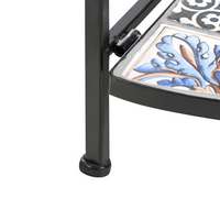 Scaffale angolare da giardino Ferro nero Piastrelle di ceramica Scala pieghevole Scaffale all'aperto