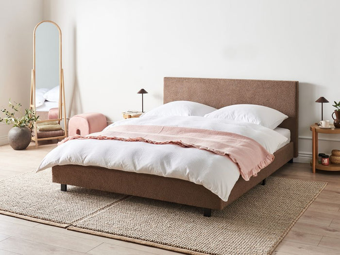 Letto matrimoniale ad acqua in bouclé marrone 180 x 200 cm poggiatesta Design moderno