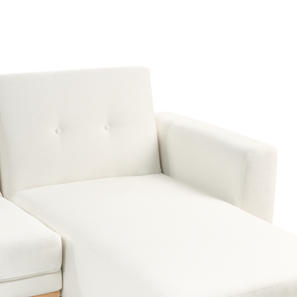 Divano angolare imbottito in tessuto marrone lato sinistro imbottito a forma di L con sedile imbottito e trapuntato e cuscini