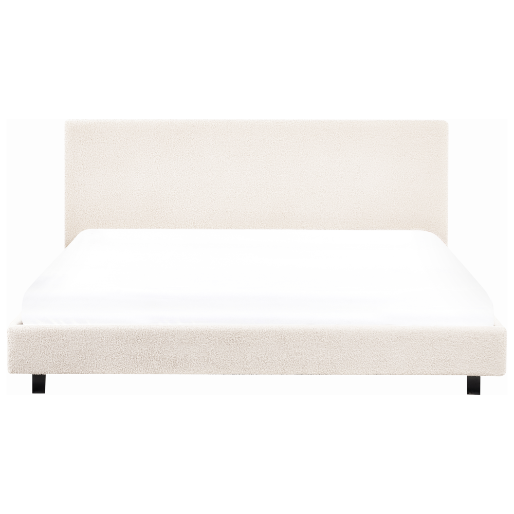 Letto matrimoniale ad acqua in bouclé bianco sporco 180 x 200 cm poggiatesta Design moderno