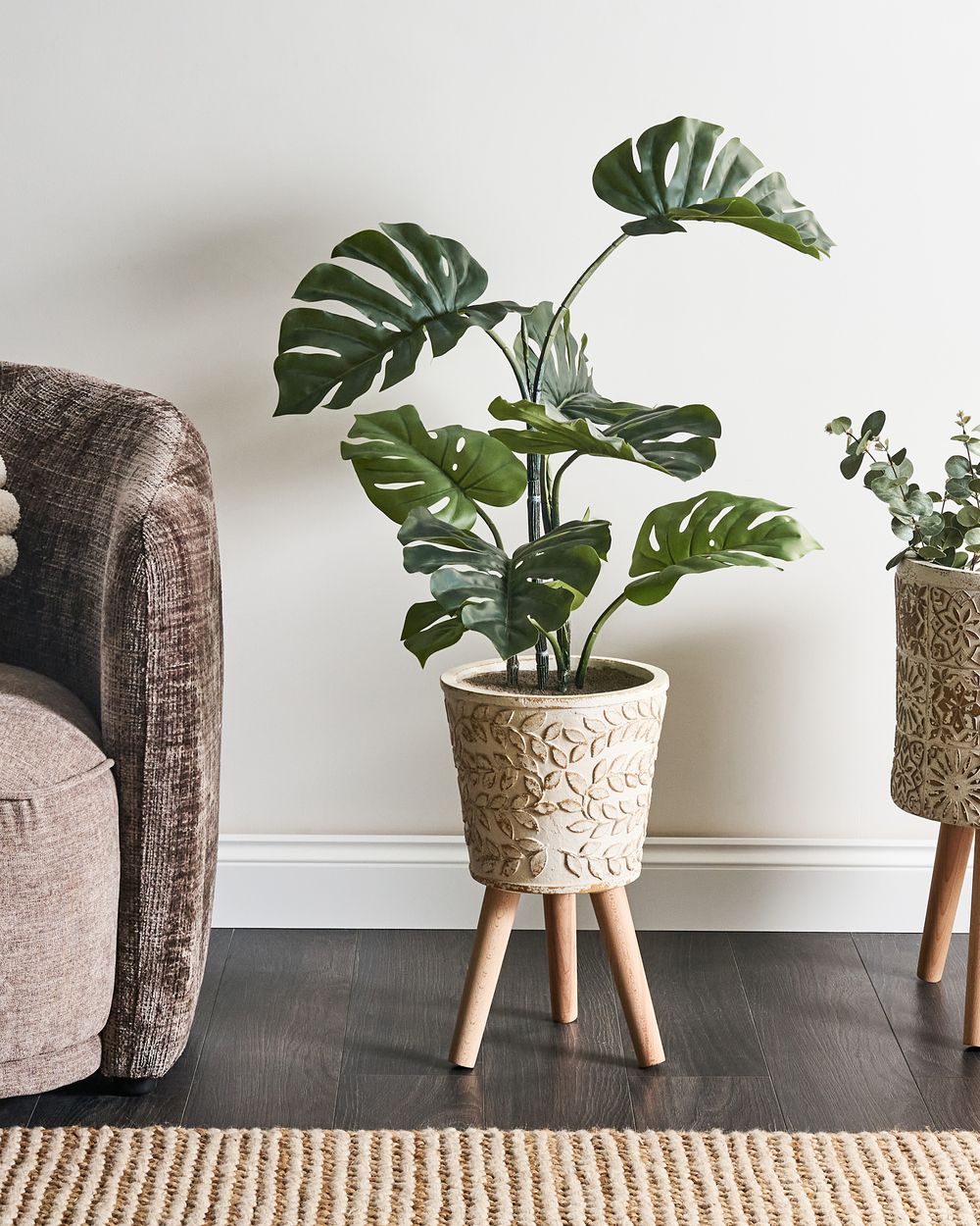 Vaso per piante bianco sporco MgO in stile antico per interni e per esterni