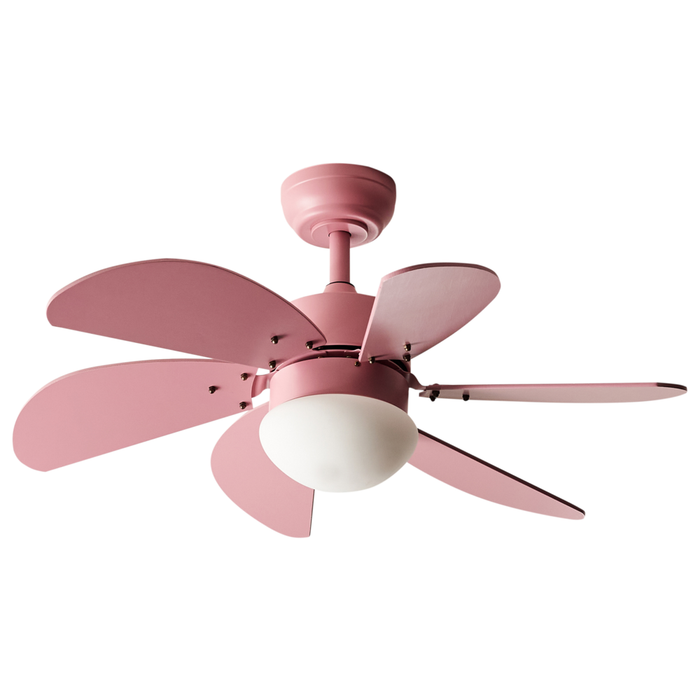 Ventilatore da soffitto con luce Ventilatore rosa in materiale sintetico e compensato Telecomando Soggiorno moderno scandinavo