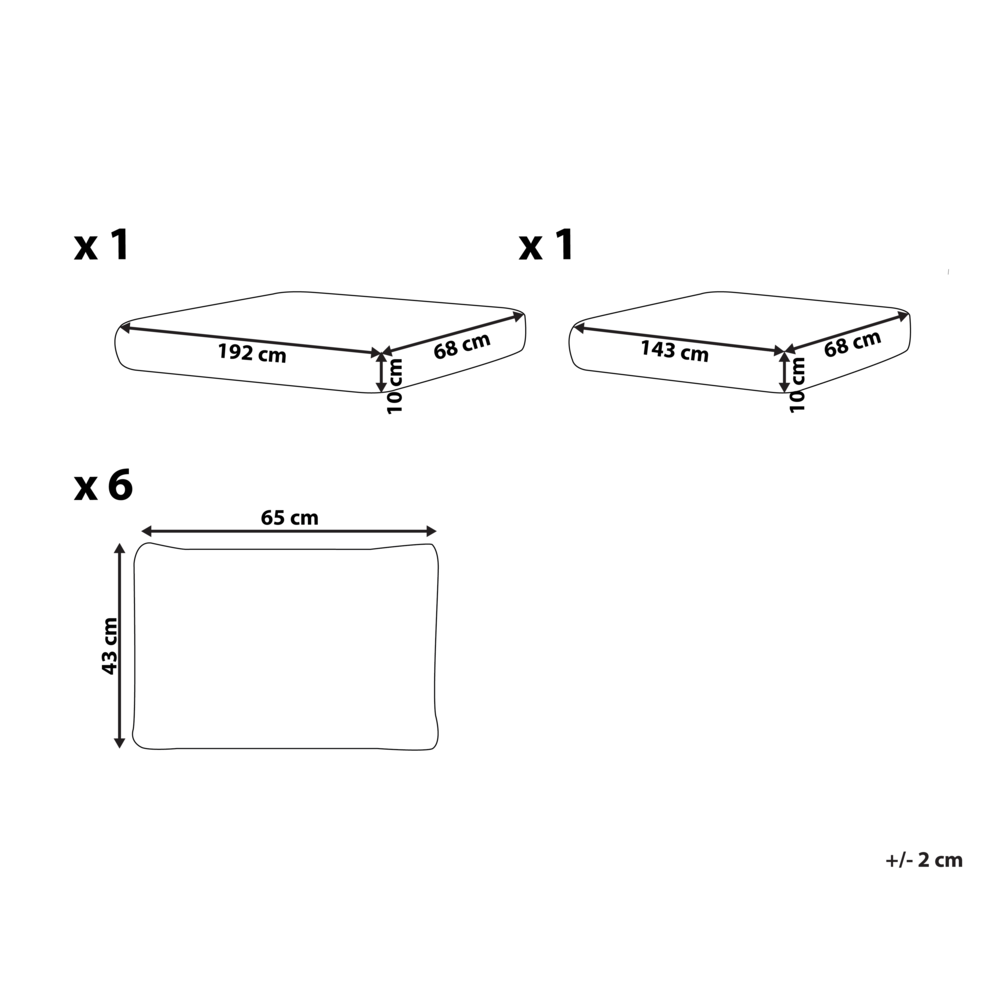Set di copricuscini per esterni in tessuto bianco sporco per divano, sedile, schienale e federe.