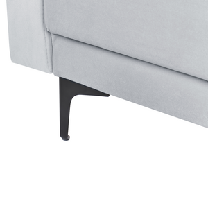 Divano letto angolare in velluto grigio chiaro capitonné in tessuto moderno a L componibile versione sinistra