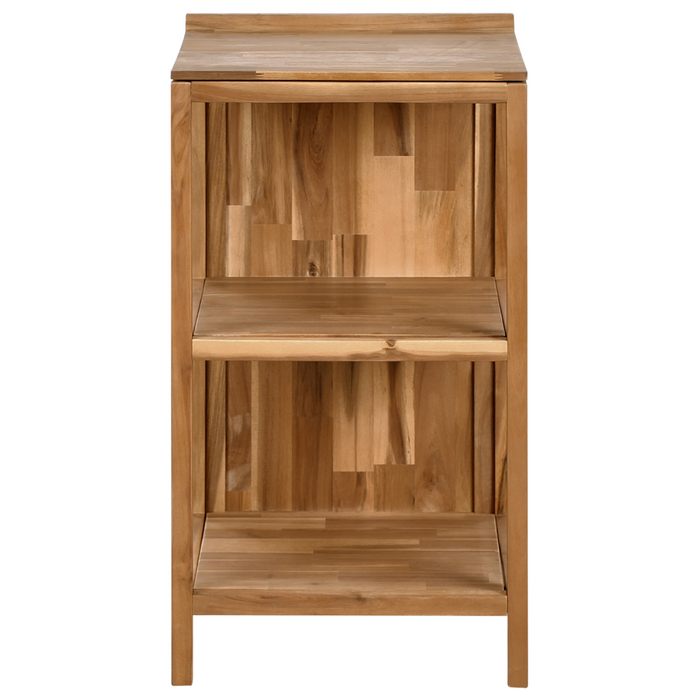 Isola da cucina per esterni in legno di acacia marrone 2 ripiani con top 50 x 50 x 90 cm Giardino Cucina Pranzo