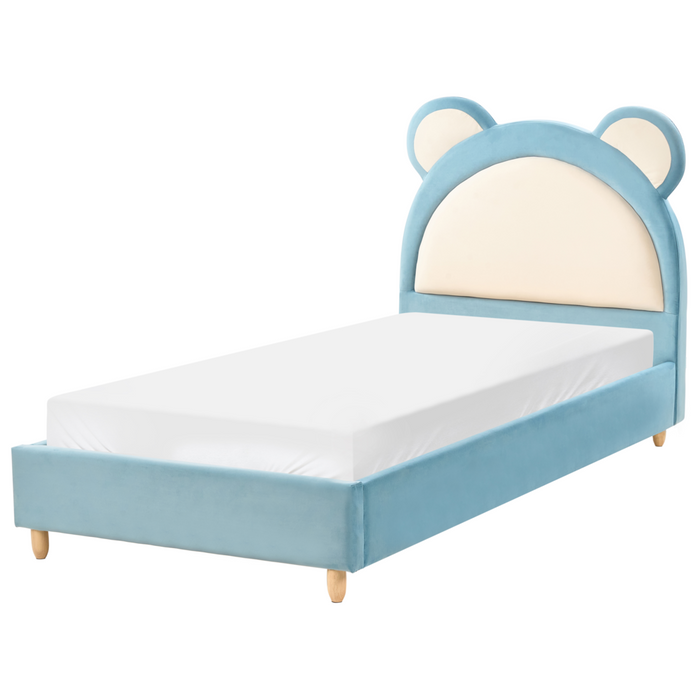 Letto moderno in velluto per bambini con base a doghe blu cameretta Moderna