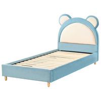 Letto moderno in velluto per bambini con base a doghe blu cameretta Moderna