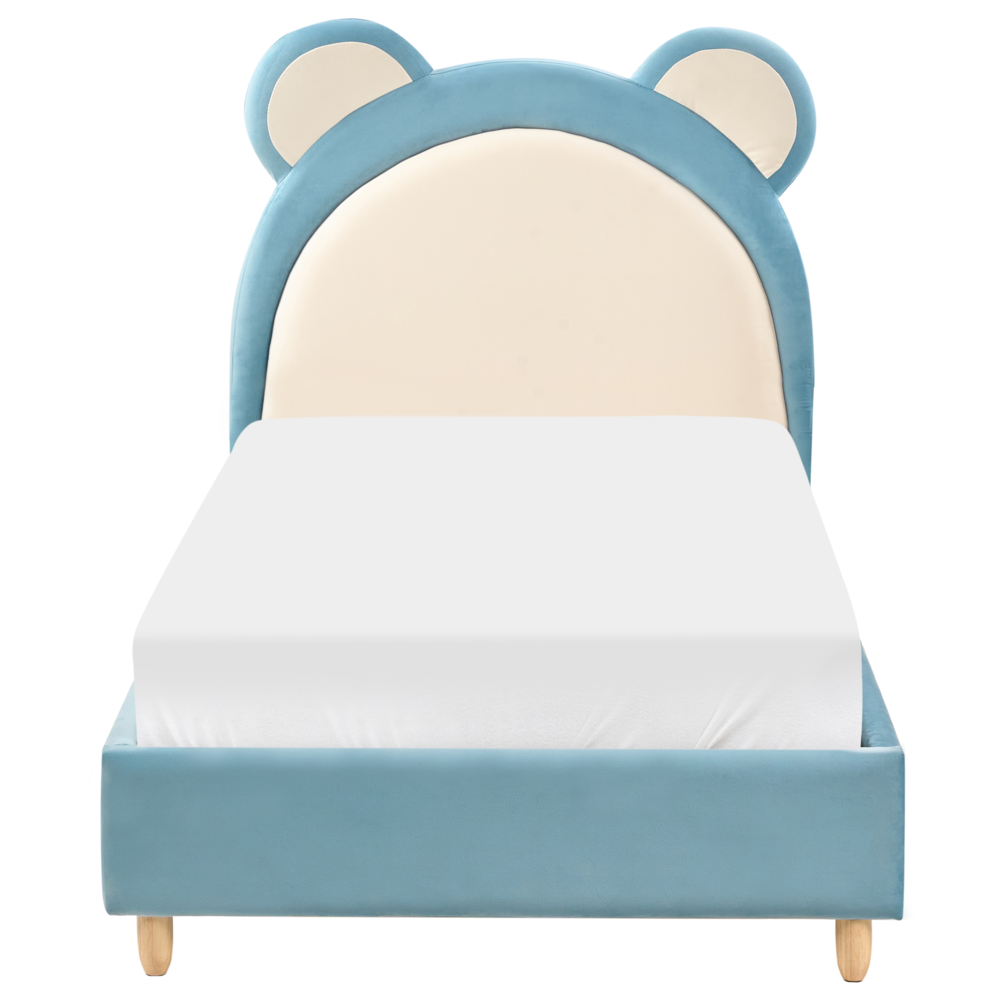 Letto moderno in velluto per bambini con base a doghe blu cameretta Moderna