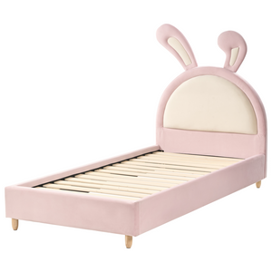 Letto moderno in velluto rosa per bambini con base a doghe 90x200 cm cameretta Moderna