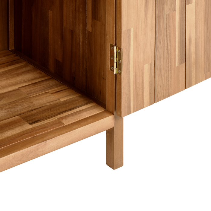 Mobile da cucina per esterni in legno di acacia marrone 2 ripiani con top 50 x 50 x 90 cm Giardino Cucina Pranzo