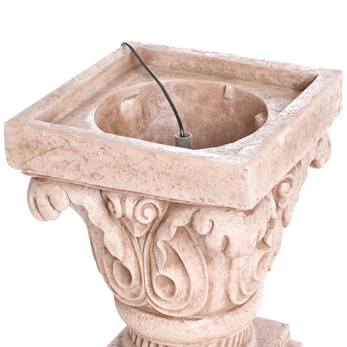 Fontana da esterno in resina beige con luce LED Design classico con alimentazione a cavo