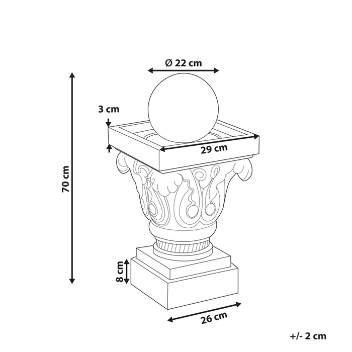 Fontana da esterno in resina beige con luce LED Design classico con alimentazione a cavo
