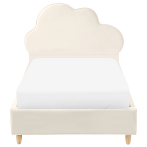 Letto moderno in velluto imbottito per bambini con base a doghe beige 90 x 200 cm cameretta Moderna