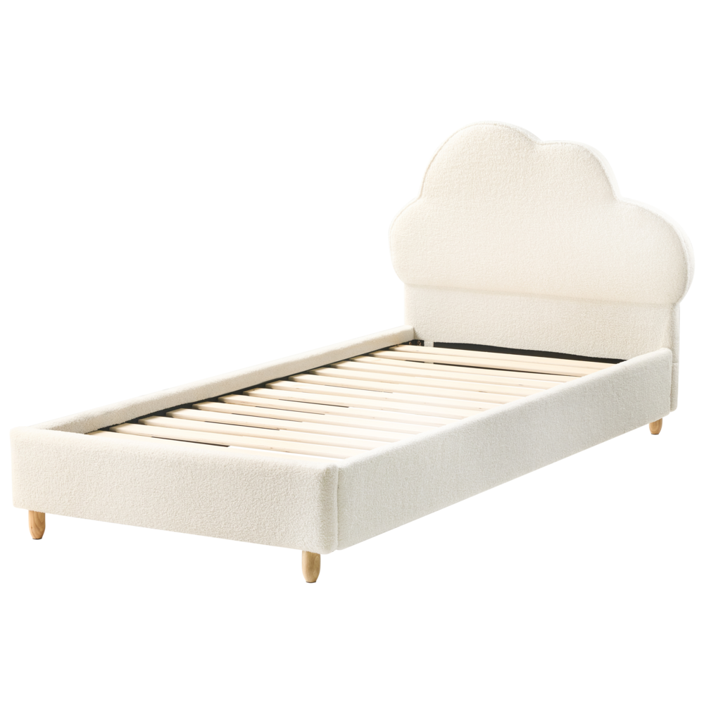 Letto bianco sporco Velluto Imbottito Telaio Poggiatesta 3ft EU Dimensione Singola Camera da Letto Bambini Camera Moderna Tradizionale