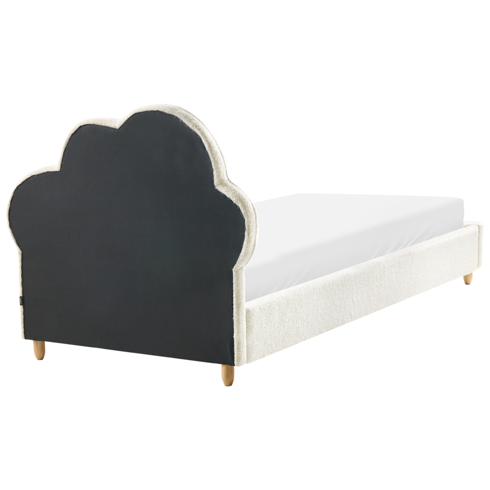 Letto bianco sporco Velluto Imbottito Telaio Poggiatesta 3ft EU Dimensione Singola Camera da Letto Bambini Camera Moderna Tradizionale