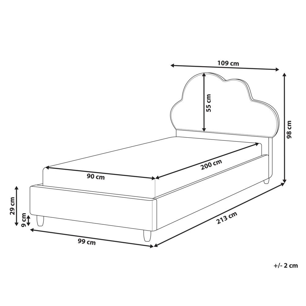 Letto bianco sporco Velluto Imbottito Telaio Poggiatesta 3ft EU Dimensione Singola Camera da Letto Bambini Camera Moderna Tradizionale