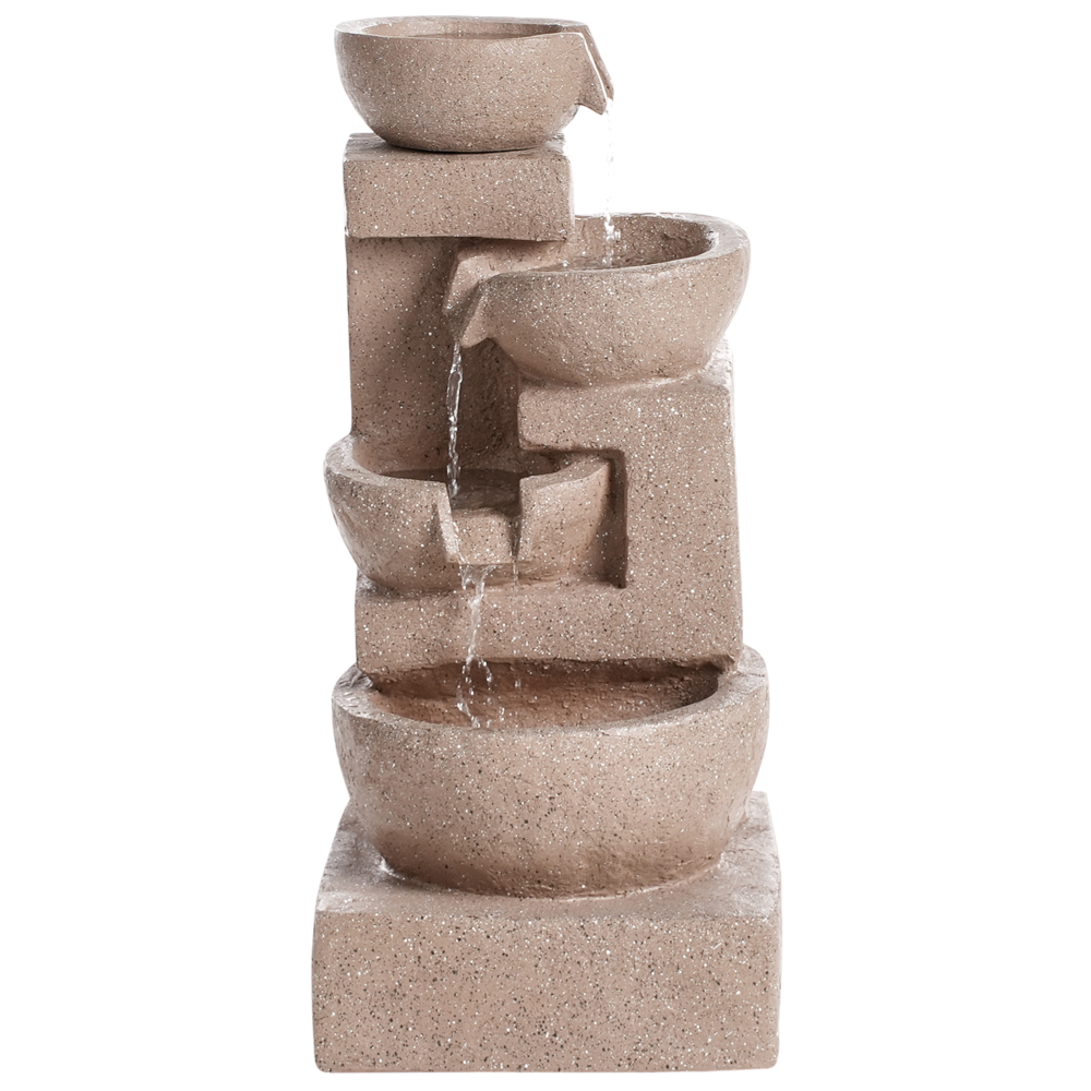 Fontana da giardino in resina marrone chiaro per esterni, design moderno