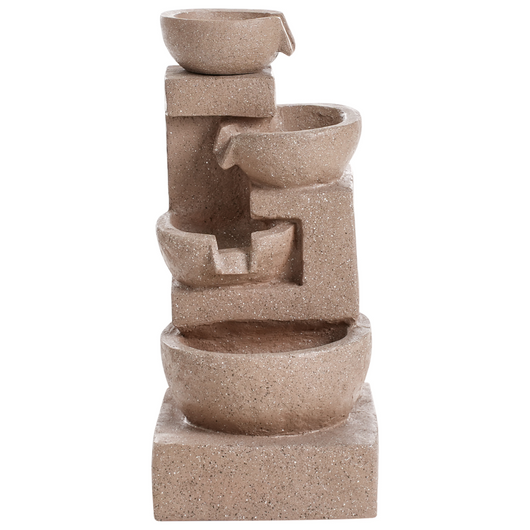 Fontana da giardino in resina marrone chiaro per esterni, design moderno