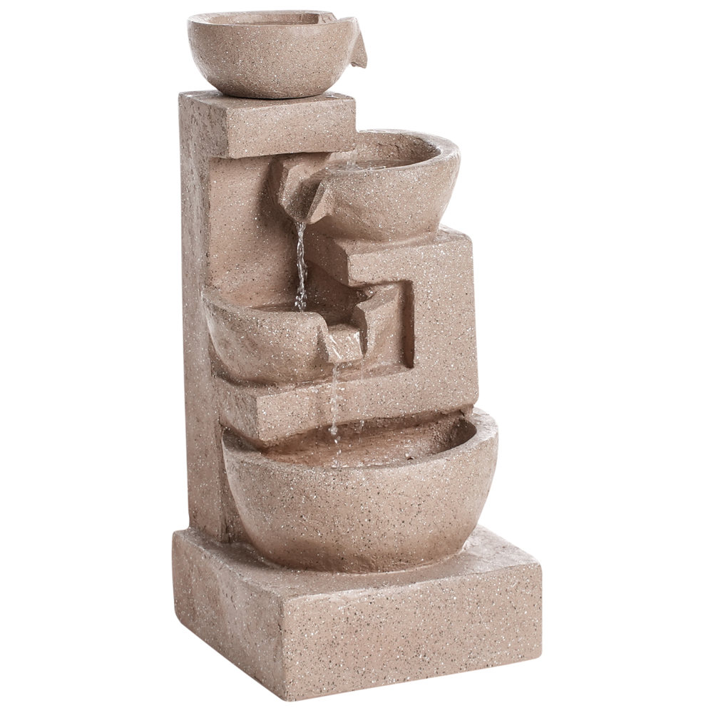 Fontana da giardino in resina marrone chiaro per esterni, design moderno