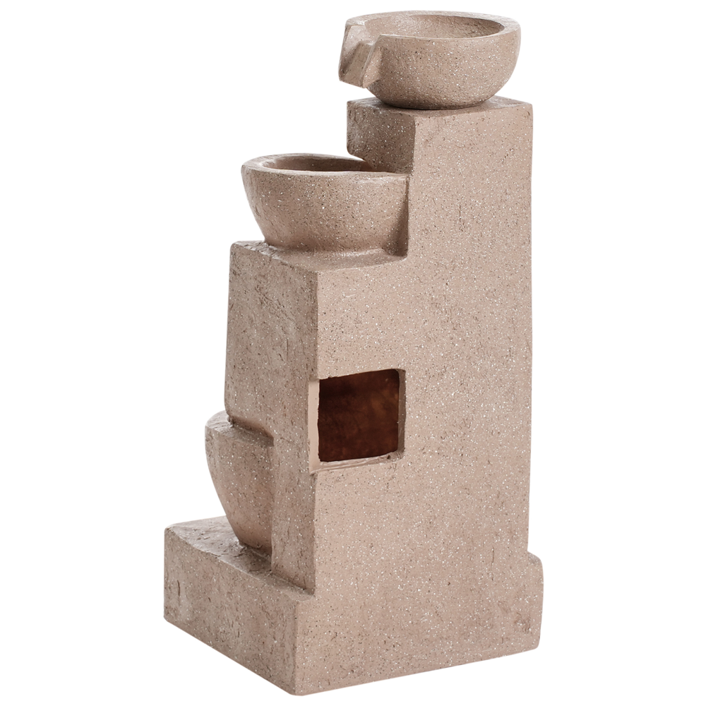 Fontana da giardino in resina marrone chiaro per esterni, design moderno